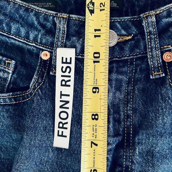 Wild Fable Womens Super High Rise Baggy Jeans Size 00/24 Distressed Stretch Blue - Picture 11 of 12